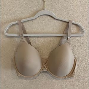 Maidenform Beige Nude Lace One Fab Fit Underwire Demi T-Shirt Bra 38D SN1321